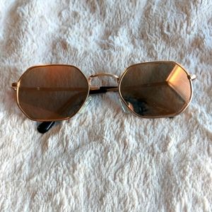 Pink/ Rose Gold Heptagon Sunglasses!